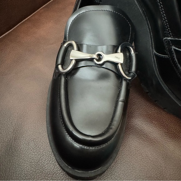 Marc Fisher Wilmer Platform Leather Horse Bit Loafer Black Chunky Sole Size 9.5 - Picture 7 of 11